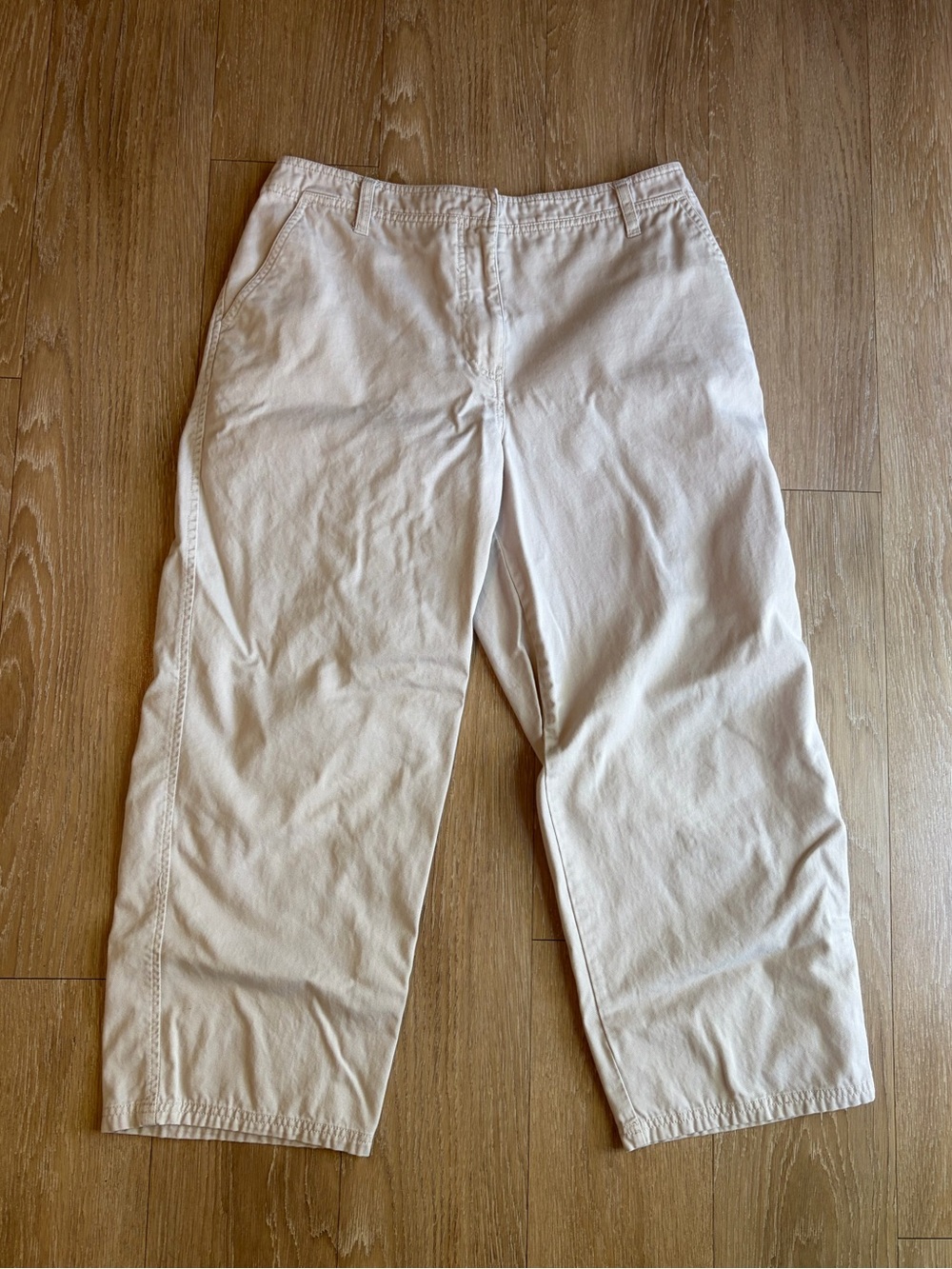 Vintage Bagatelle 100% Cotton Beige High-Rise Cropped Straight Leg Pants